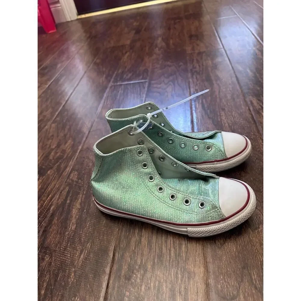 CONVERSE Chuck Taylor High‎ Tops Junior US 3 Aqua Blue Glitter Sparkle Shoes
